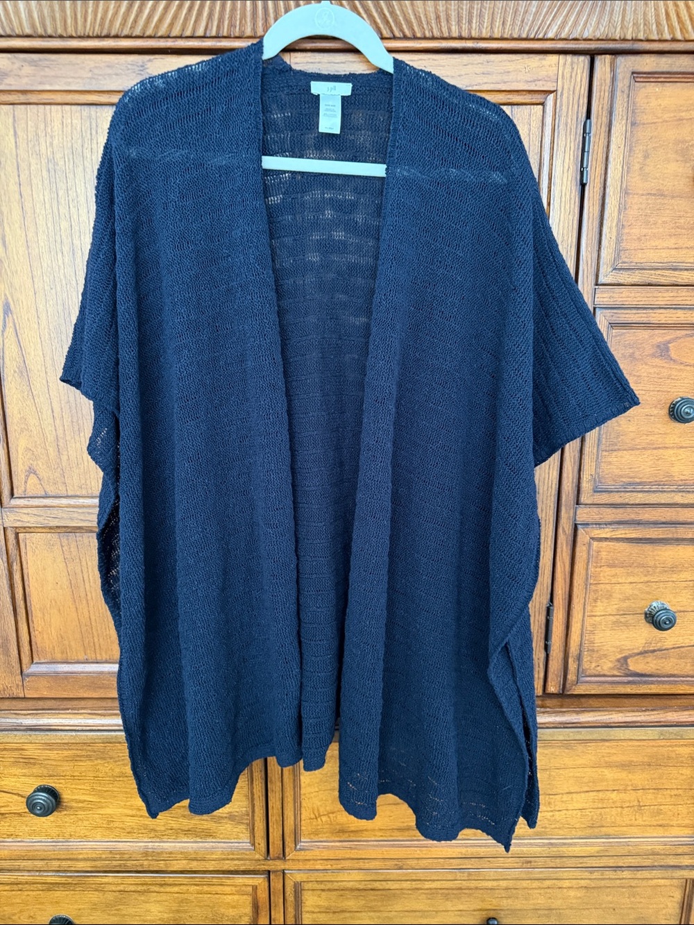 J Jill Navy Blue Poncho Shawl Wrap Cardigan One Size